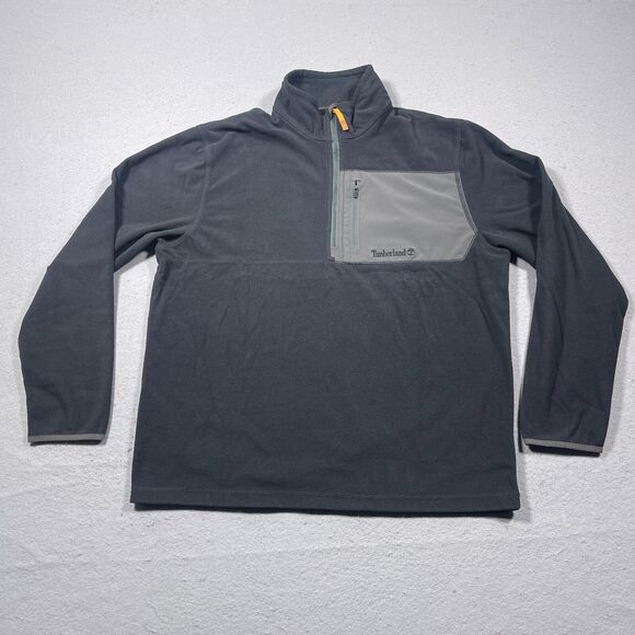 Timberland Sweater Mens XL Gray Black 1/4 Zip Fleece Pullover Outdoors‎ Gorpcore - Picture 1 of 9